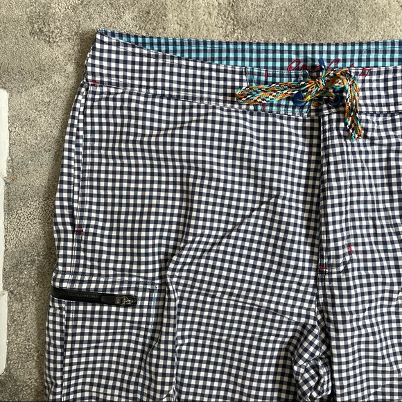 Robert Graham Men’s Blue Check Printed Swim Trunks Board Shorts EUC 38 - Picture 3 of 8